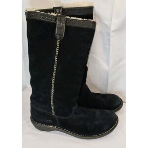UGG Australia 5676 Women's US 10 Black Swell Leather Sherpa Lined Winter Boots